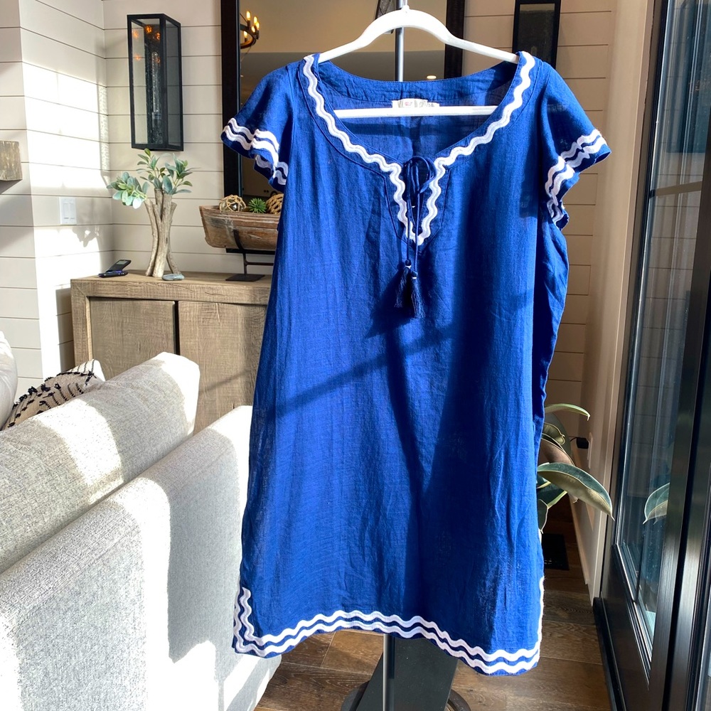 Vineyard Vines cotton coverup navy and white size large